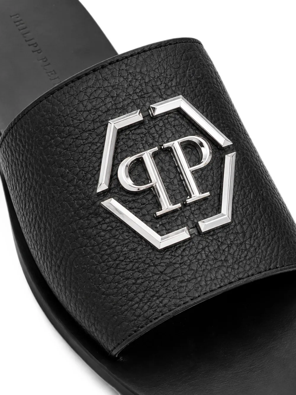 Philipp Plein Big Hexagon leren sandalen Zwart