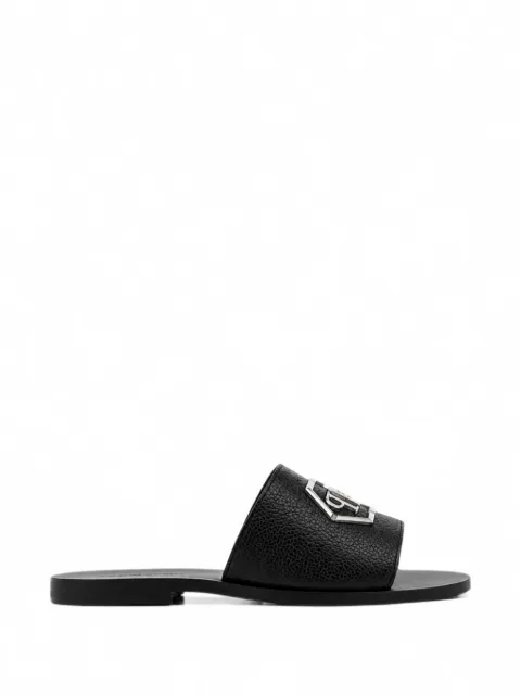 Philipp Plein Big Hexagon leather sandals