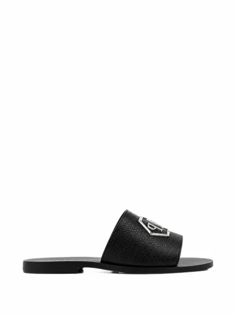 Philipp Plein Big Hexagon leather sandals