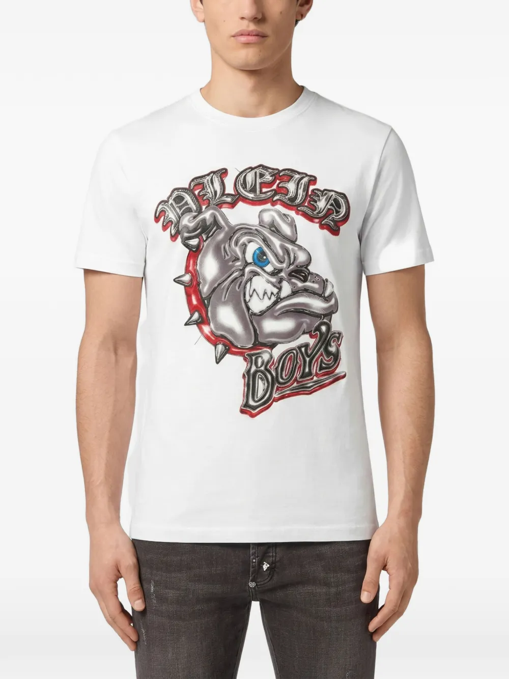 Philipp Plein Jersey T-shirt Bulldog Plein Boys Wit