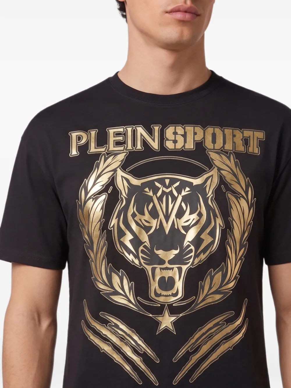Plein Sport T-shirt met tijgerprint Zwart