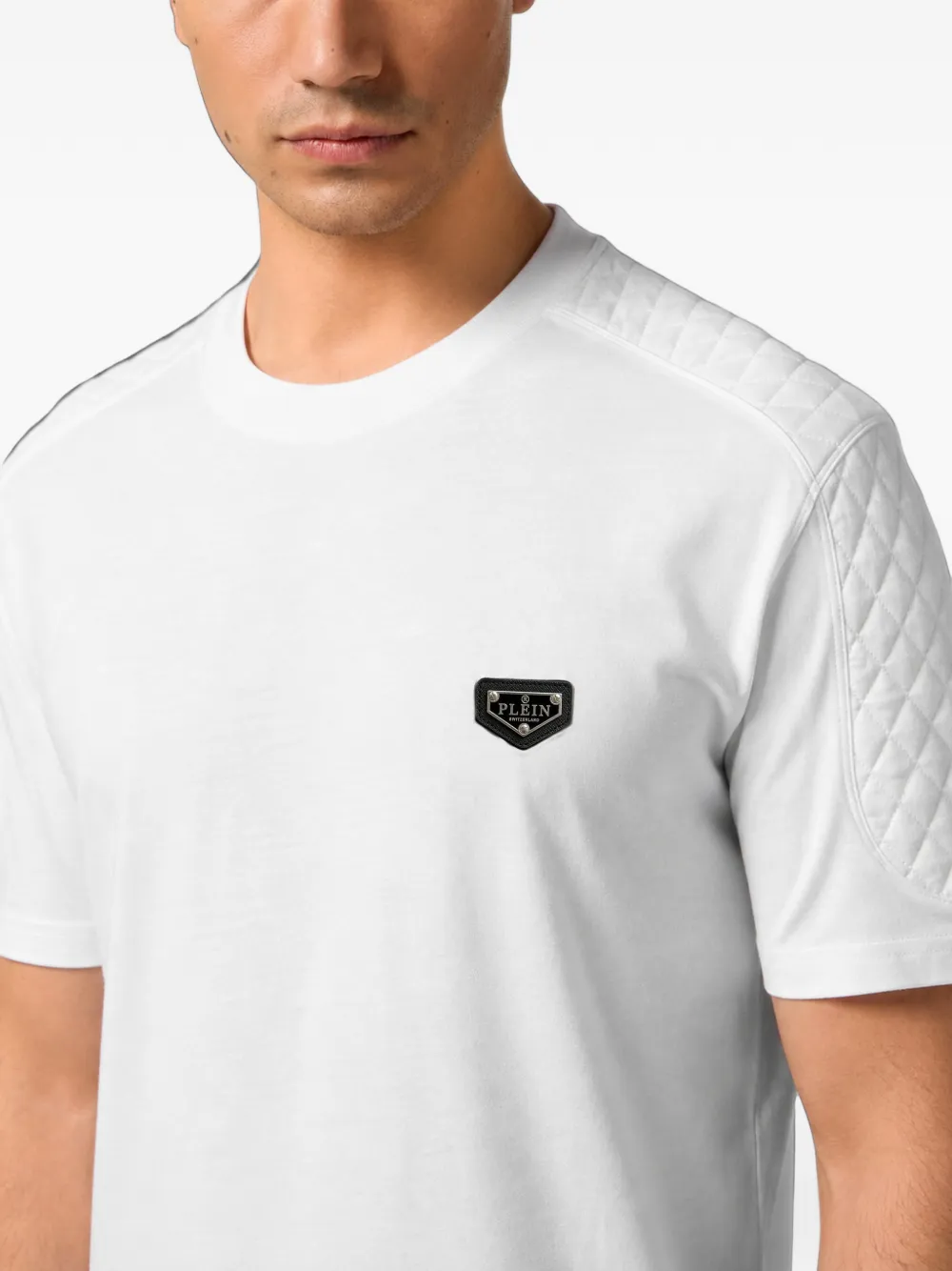 Philipp Plein T-shirt met gewatteerde mouwen en rits Wit