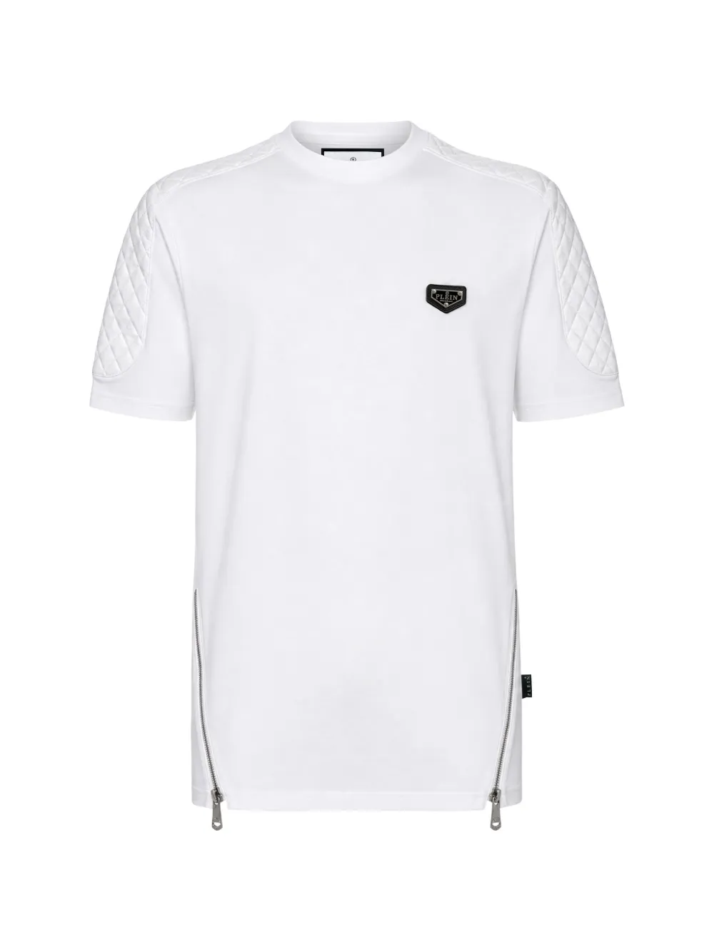 Philipp Plein T-shirt met gewatteerde mouwen en rits Wit