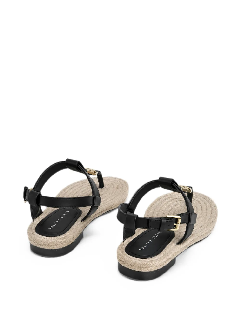 Philipp Plein nappa sandals rope hexagon Zwart