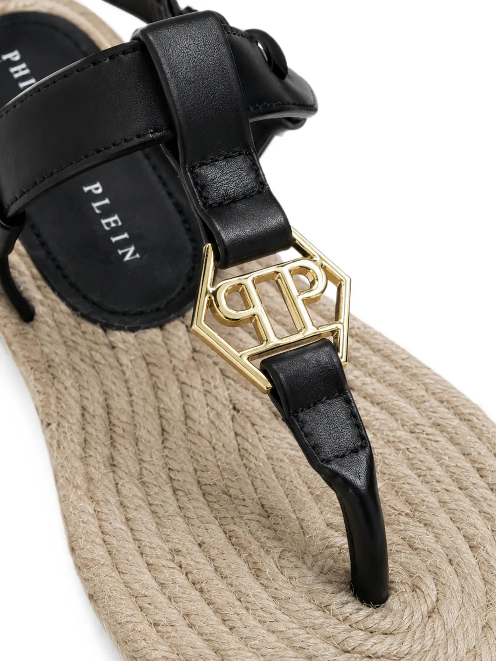 Philipp Plein nappa sandals rope hexagon Zwart
