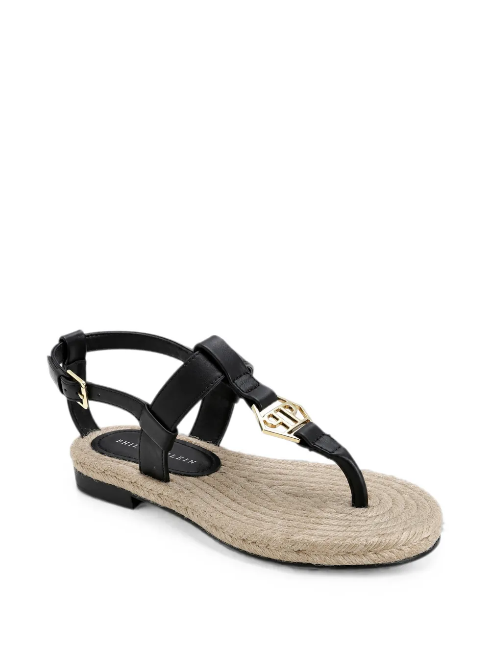 Philipp Plein nappa sandals rope hexagon Zwart