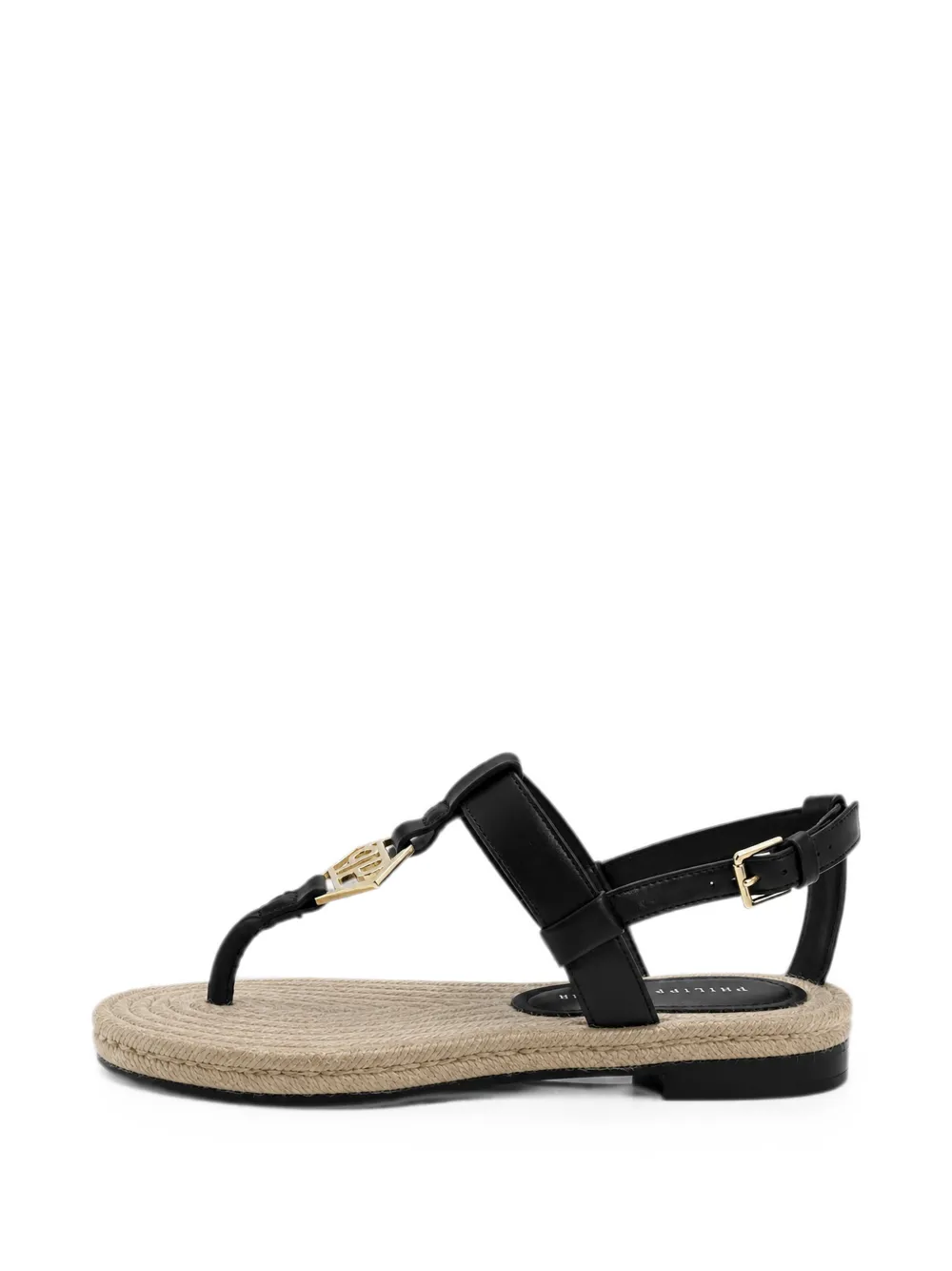Philipp Plein Nappa Sandals Rope Hexagon In Black
