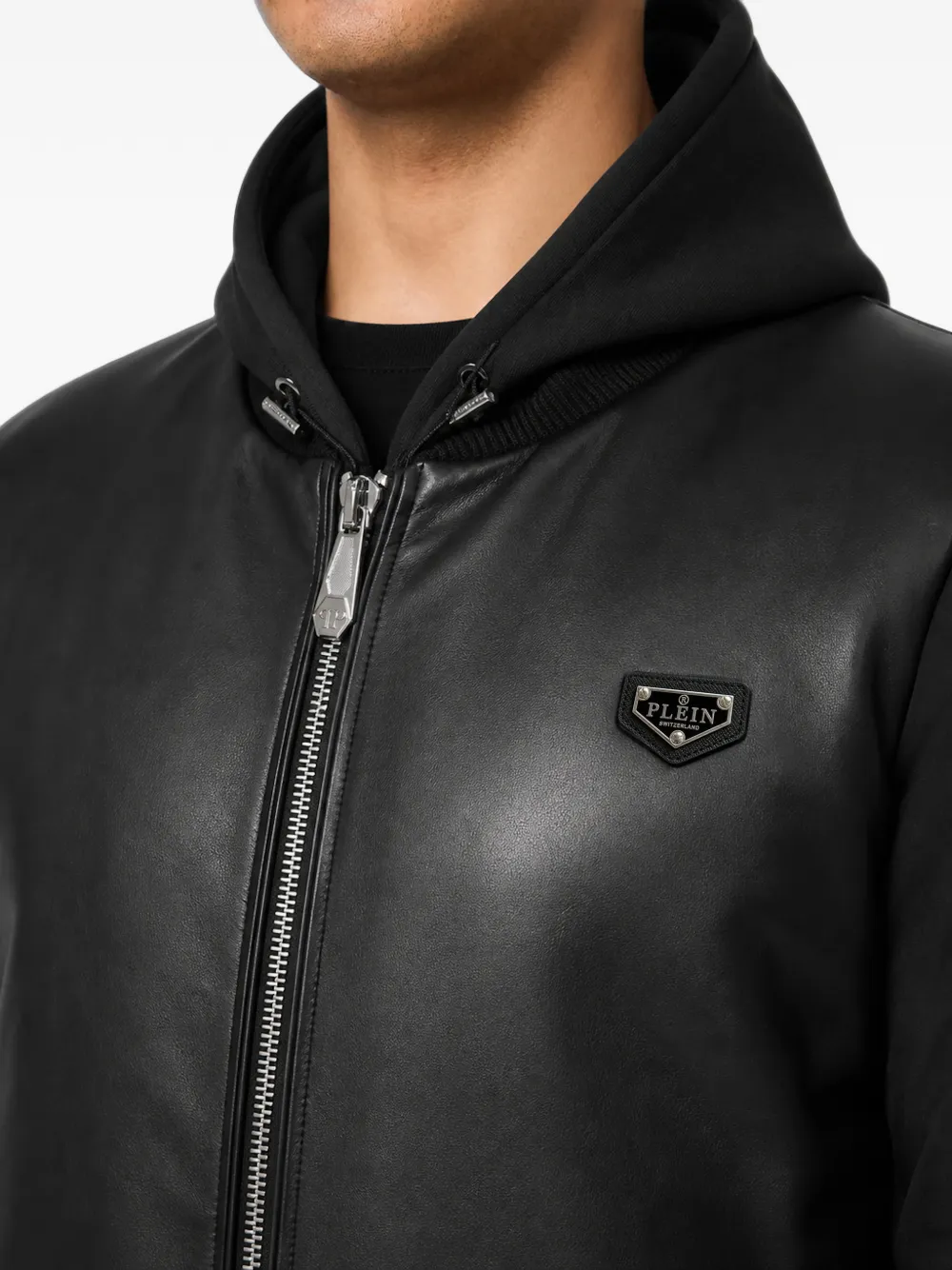 Philipp Plein Eco-leren nylon bomberjack Zwart