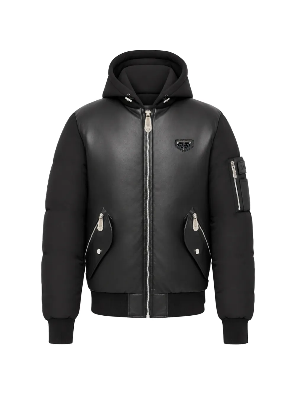 Philipp Plein Eco-leren nylon bomberjack Zwart