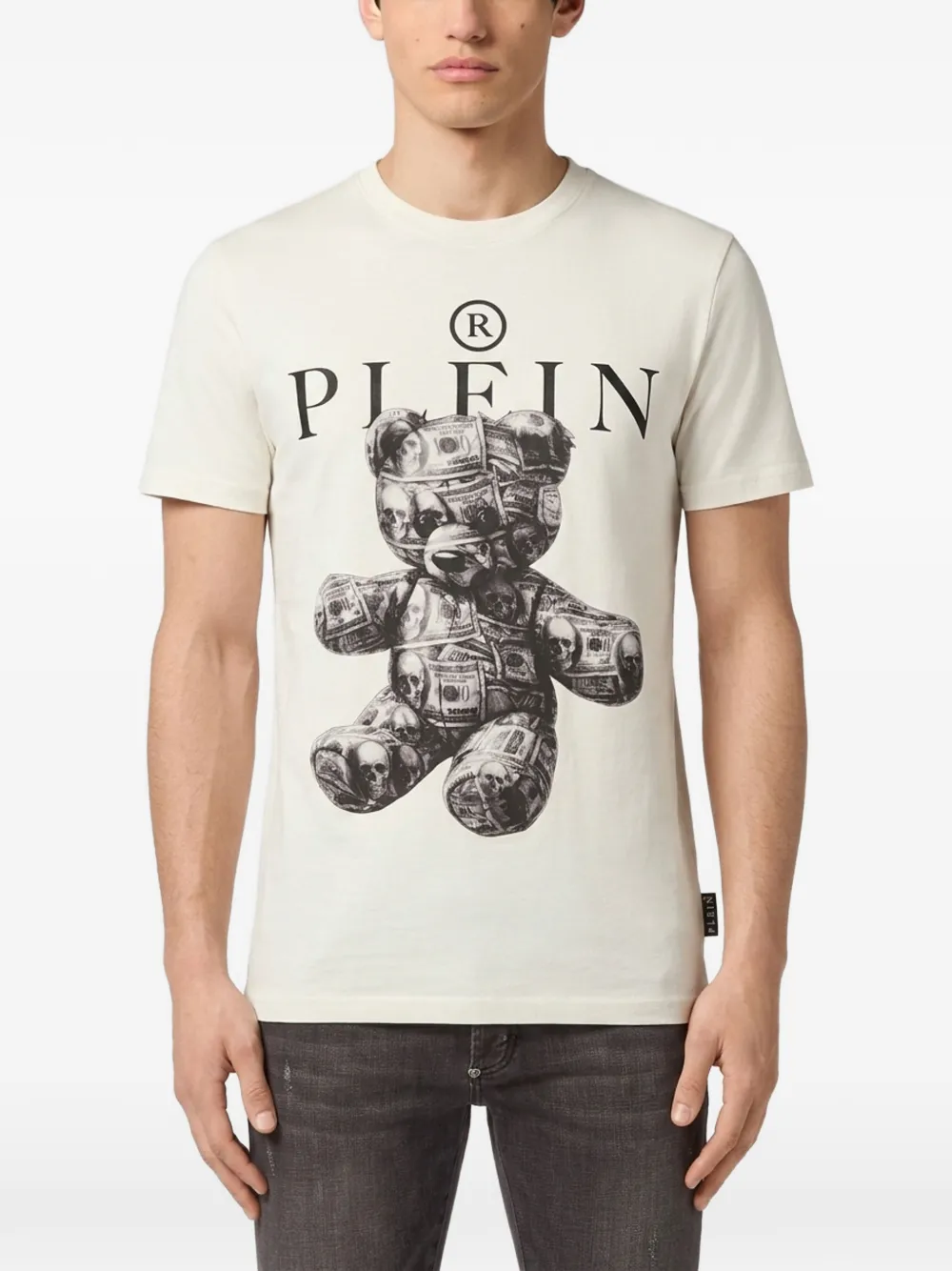 Philipp Plein Jersey T-shirten doodskop teddybeer Wit