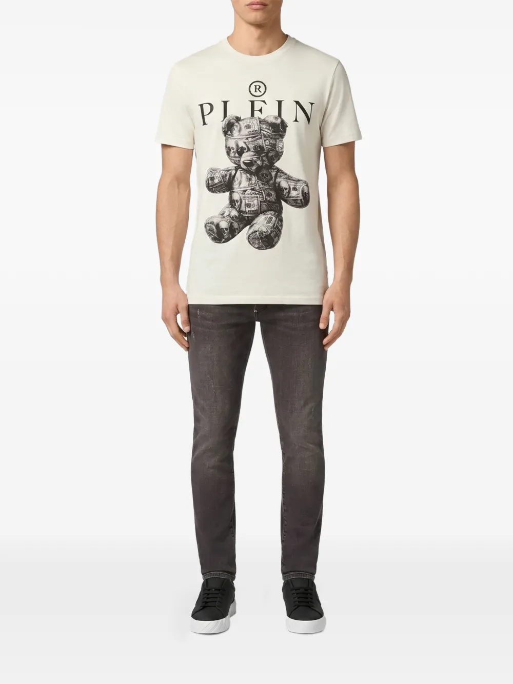 Philipp Plein Jersey T-shirten doodskop teddybeer Wit