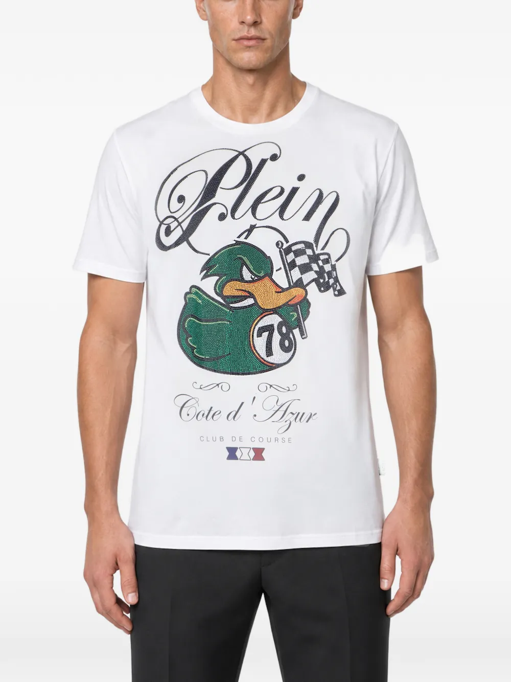 Philipp Plein Jersey T-shirt Duck Cote d'Azur Wit