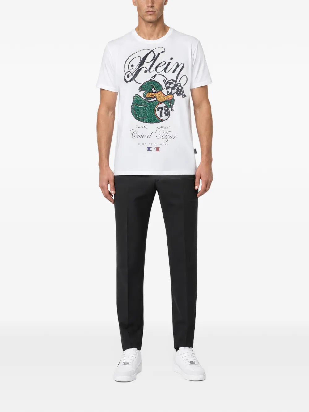 Philipp Plein Jersey T-shirt Duck Cote d'Azur Wit