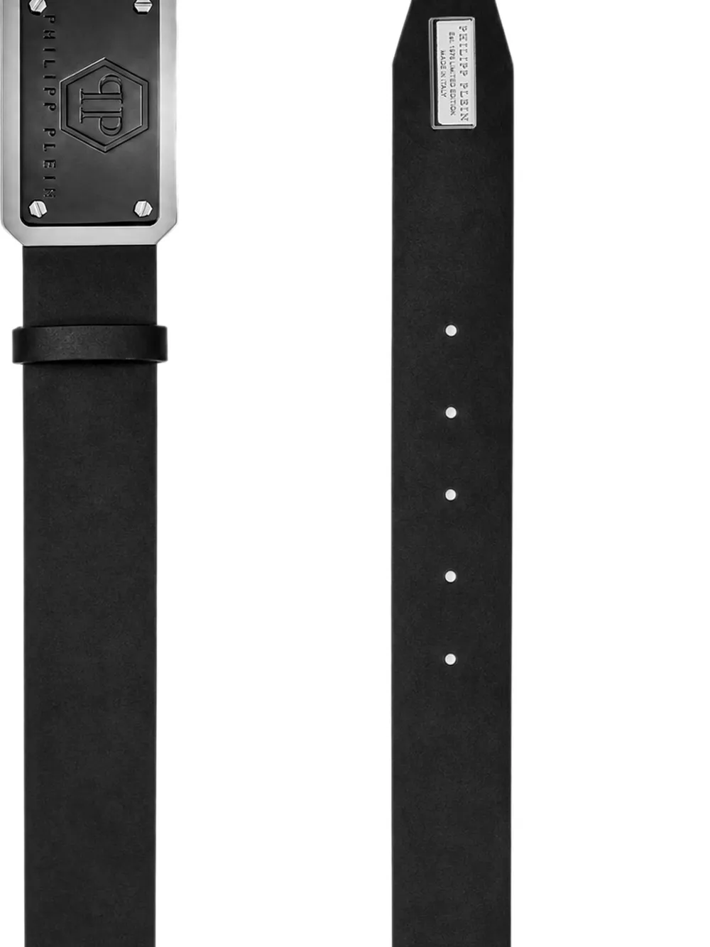 Philipp Plein Leren riem met Hexagon-logo Zwart