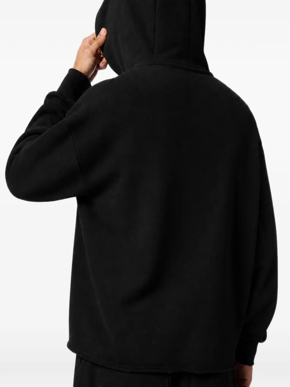 Plein Sport Gerafelde jersey hoodie Zwart