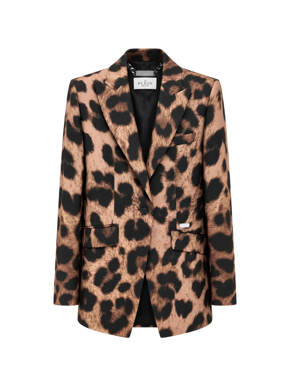 Philipp Plein leopard blazer single breasted fit - Marron