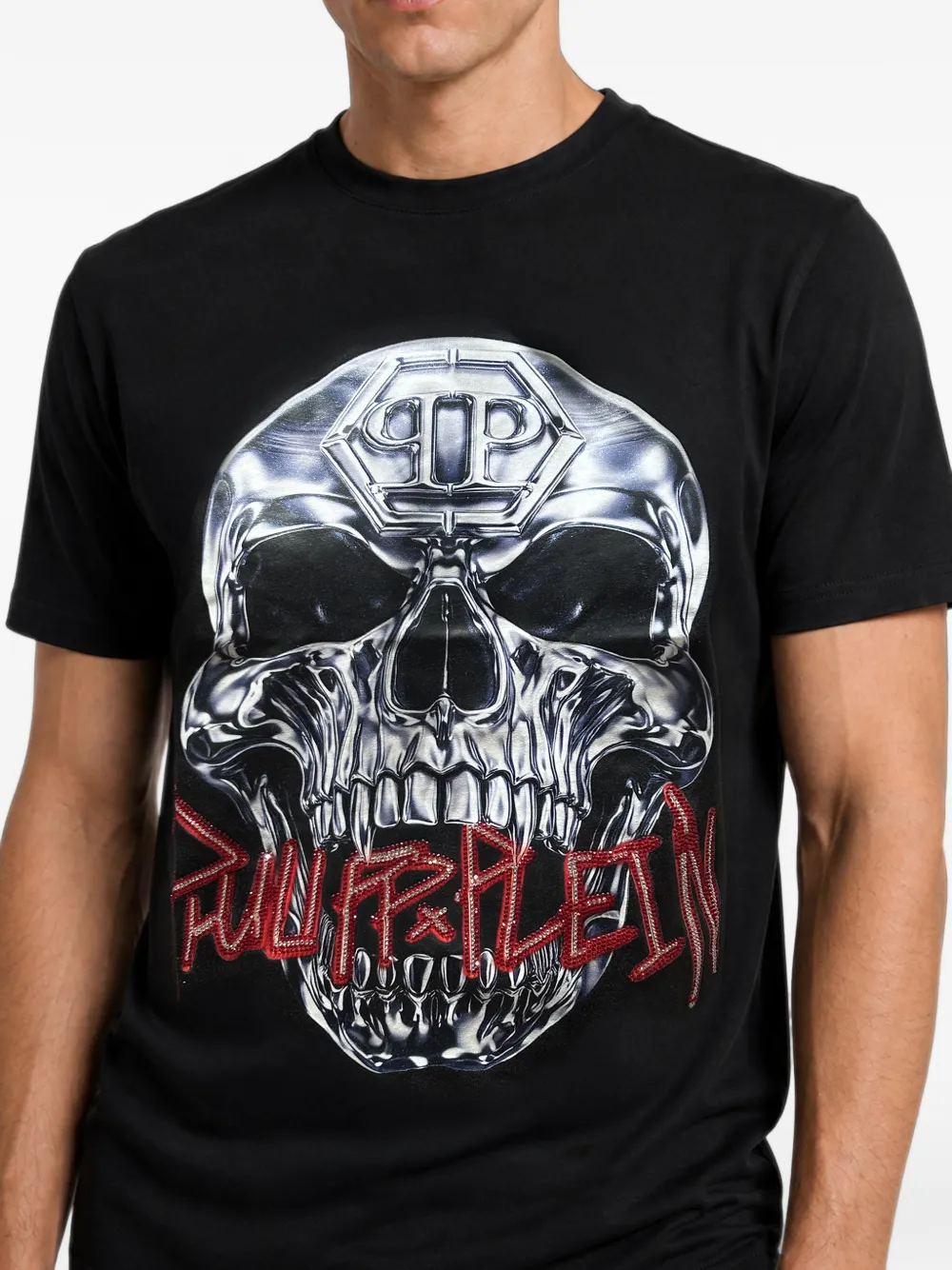 Philipp Plein T-shirt met doodskop Zwart