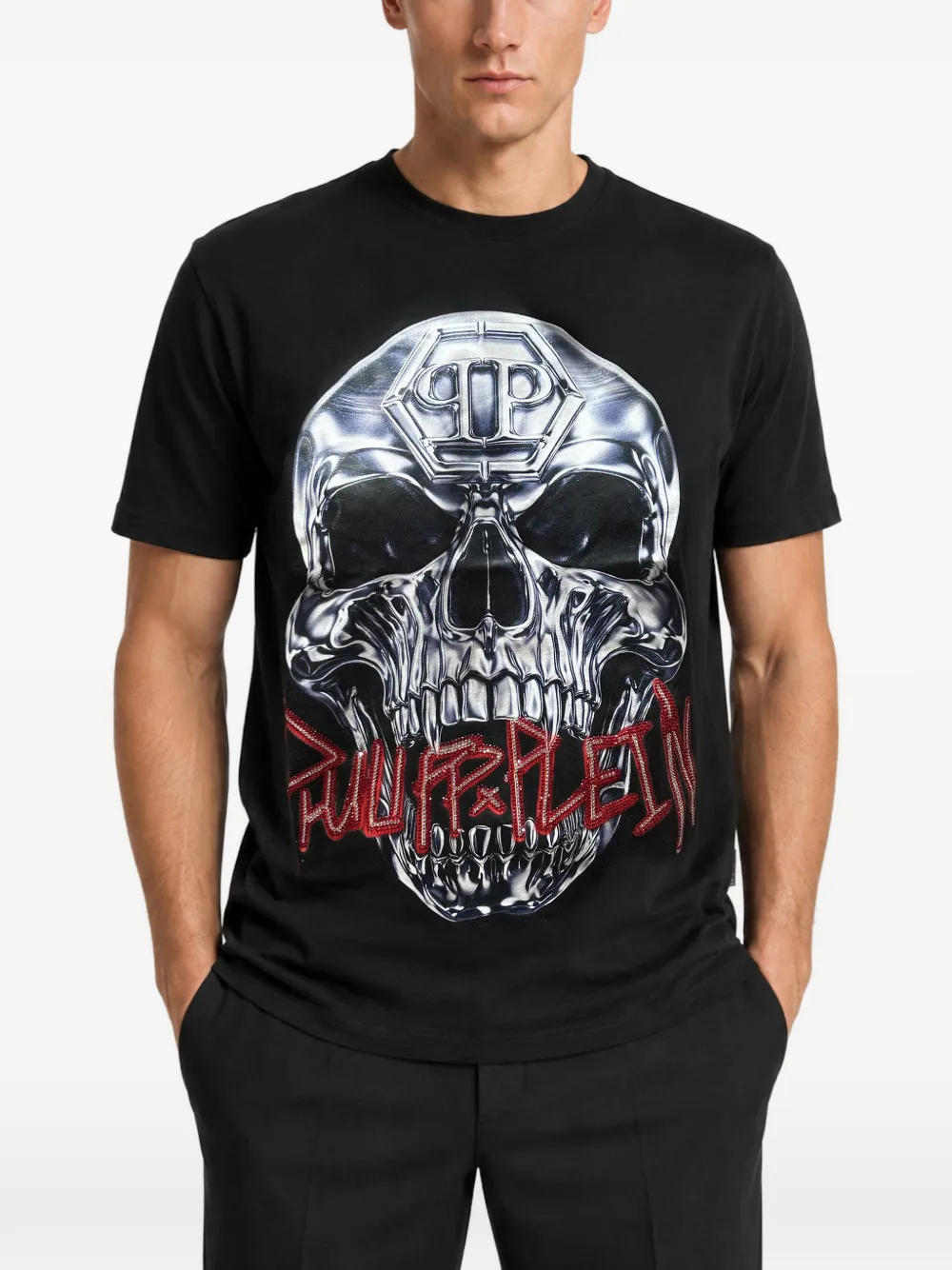 Philipp Plein T-shirt met doodskop Zwart