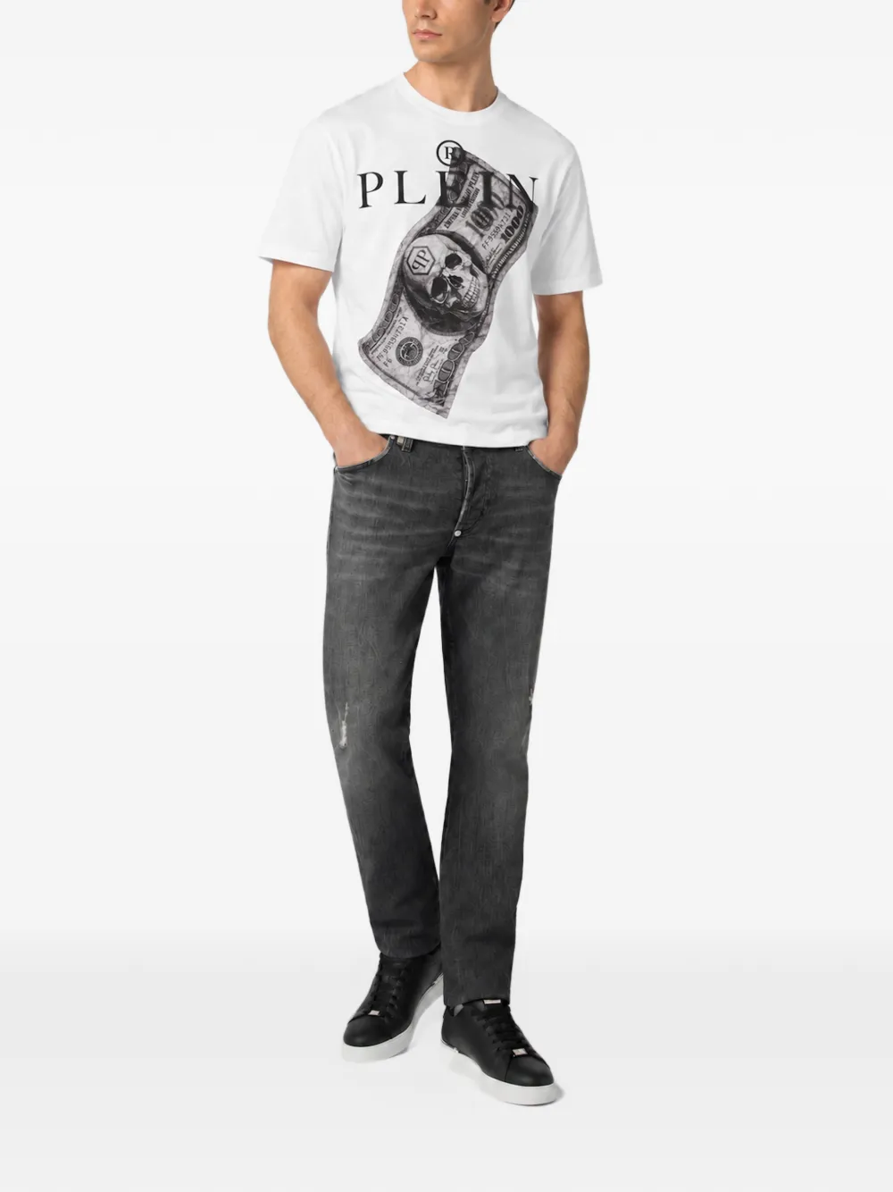 Philipp Plein jersey T-shirt dollar Wit