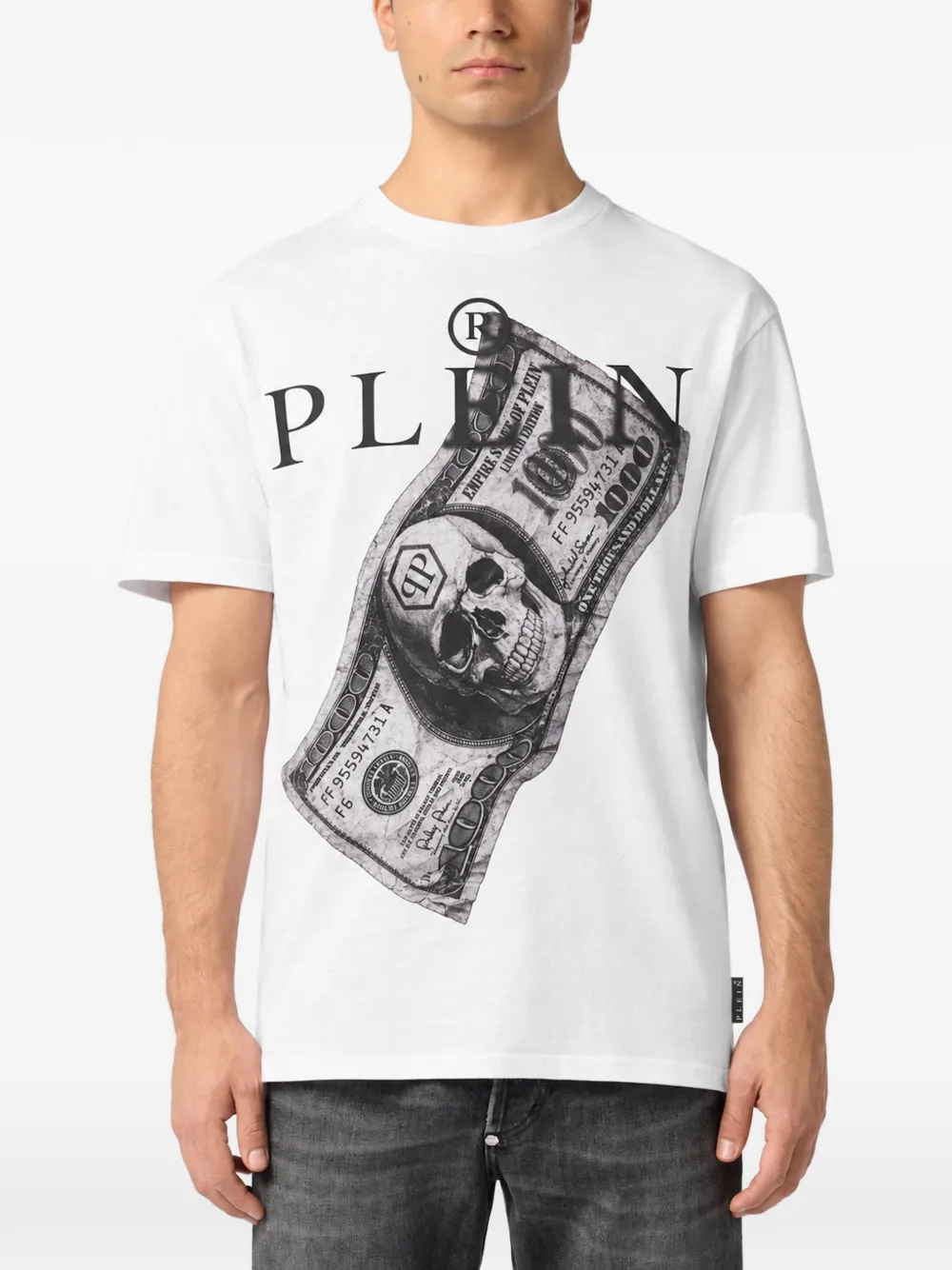 Philipp Plein jersey T-shirt dollar Wit