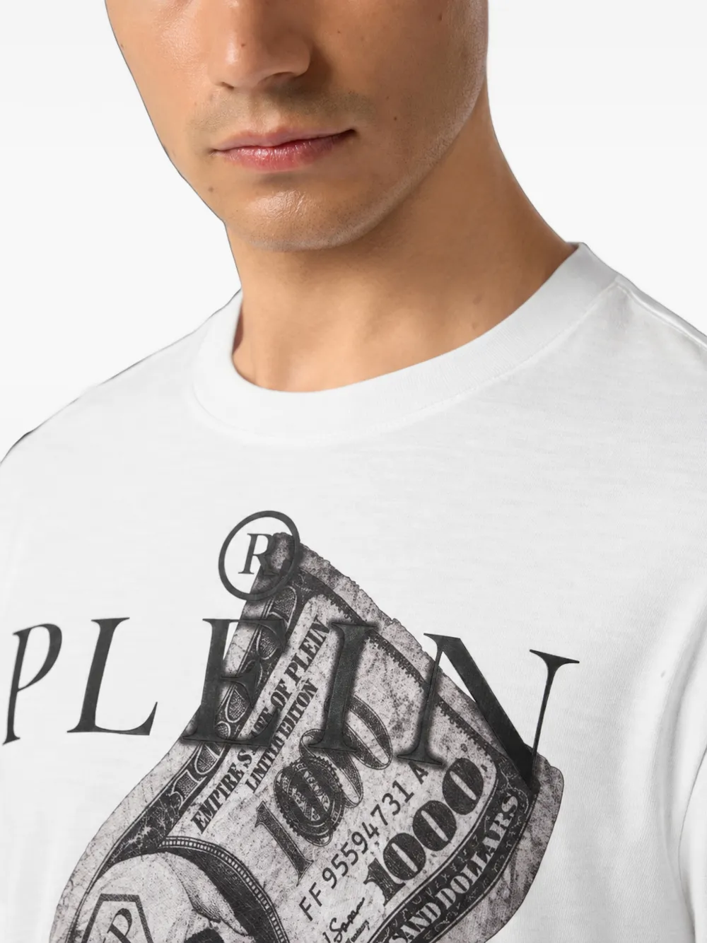 Philipp Plein jersey T-shirt dollar Wit