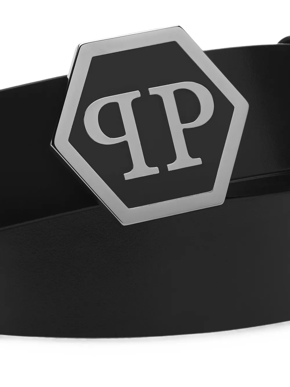 Philipp Plein Hexagon leren riem Zwart