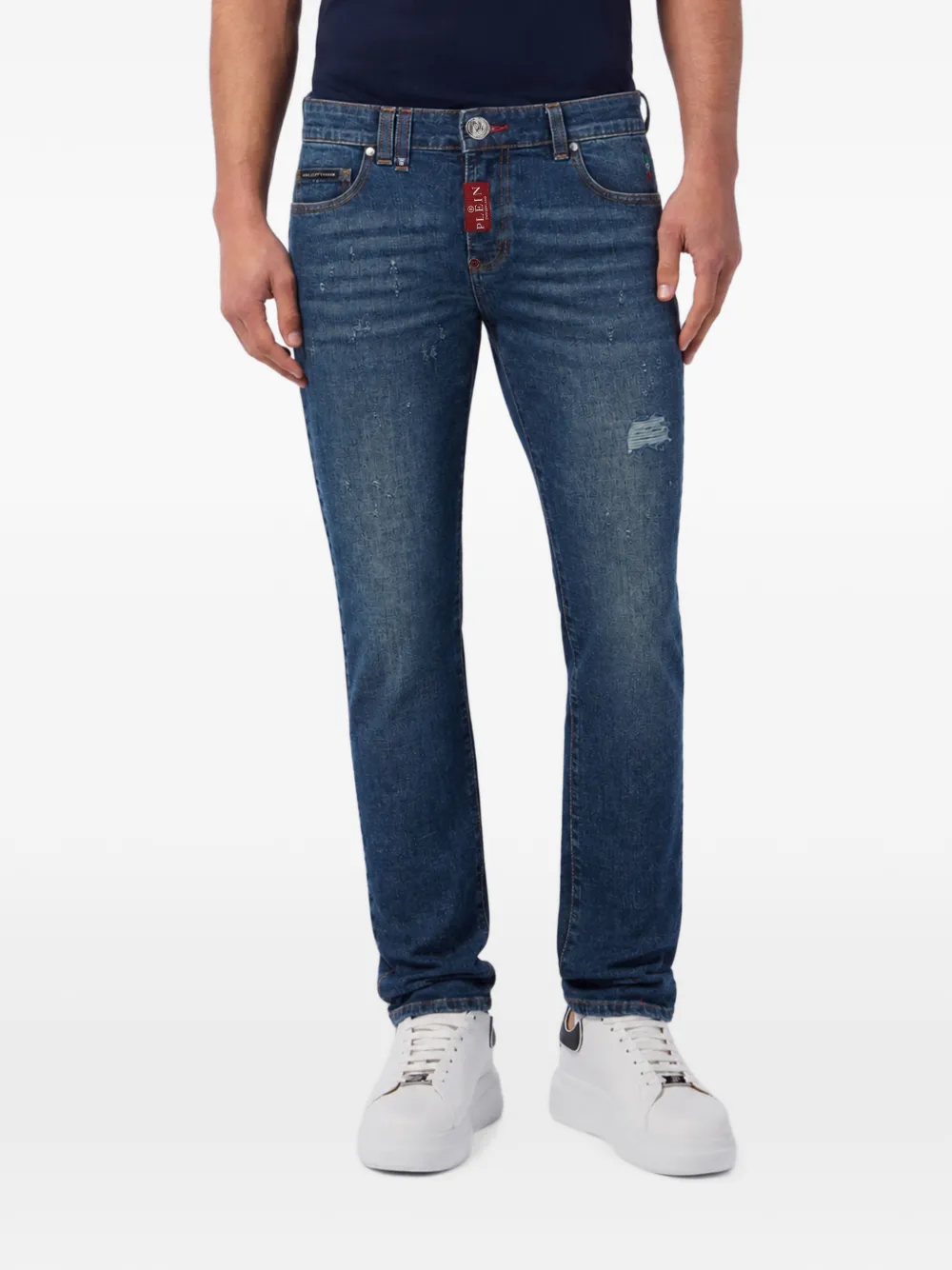 Philipp Plein straight Supreme fit jeans basic Blauw