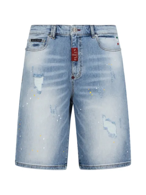 Philipp Plein paint-splatter distressed-effect shorts