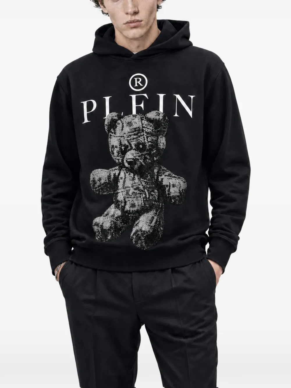 Philipp Plein Teddy Dollar Stones jersey hoodie Zwart