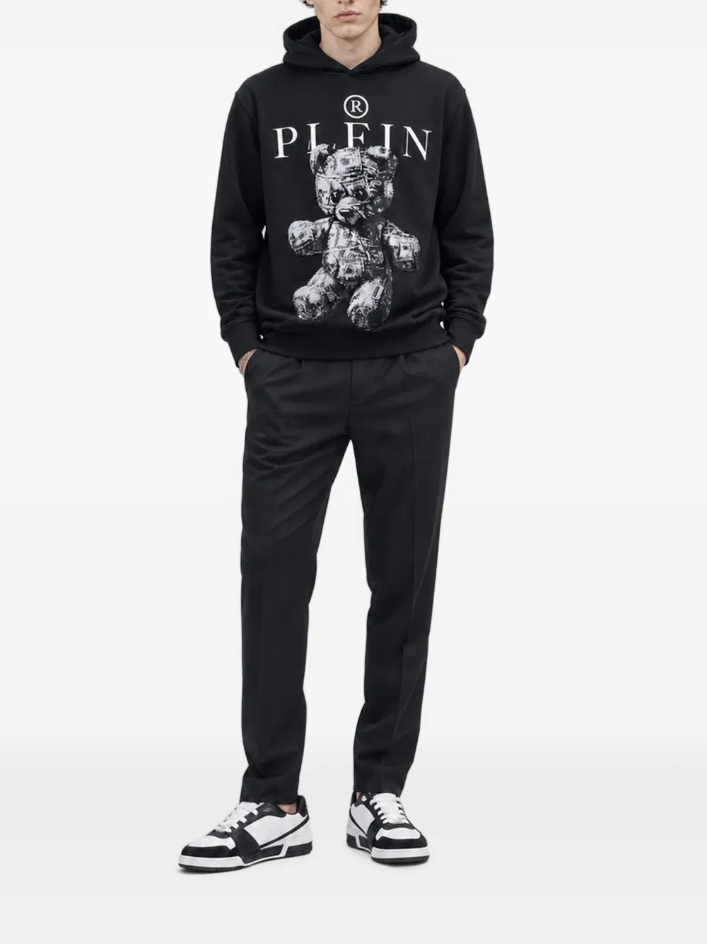 Philipp Plein Teddy Dollar Stones jersey hoodie Zwart
