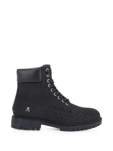 Philipp Plein nubuck leather mid boots Monogram