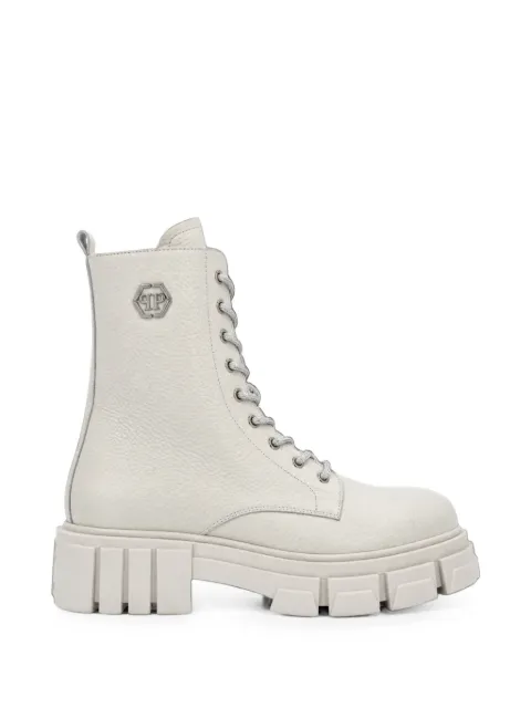Philipp Plein leather boots deer print laces strass