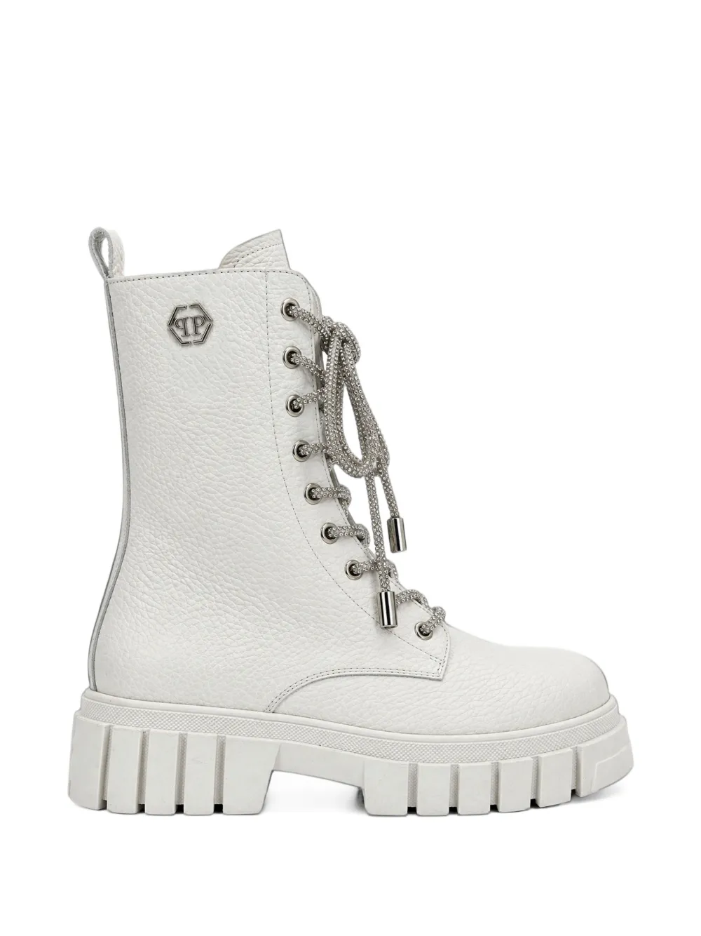 Philipp Plein leather boots deer print laces strass - Neutrals