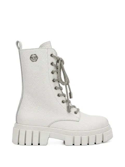 Philipp Plein leather boots Deer-print laces strass