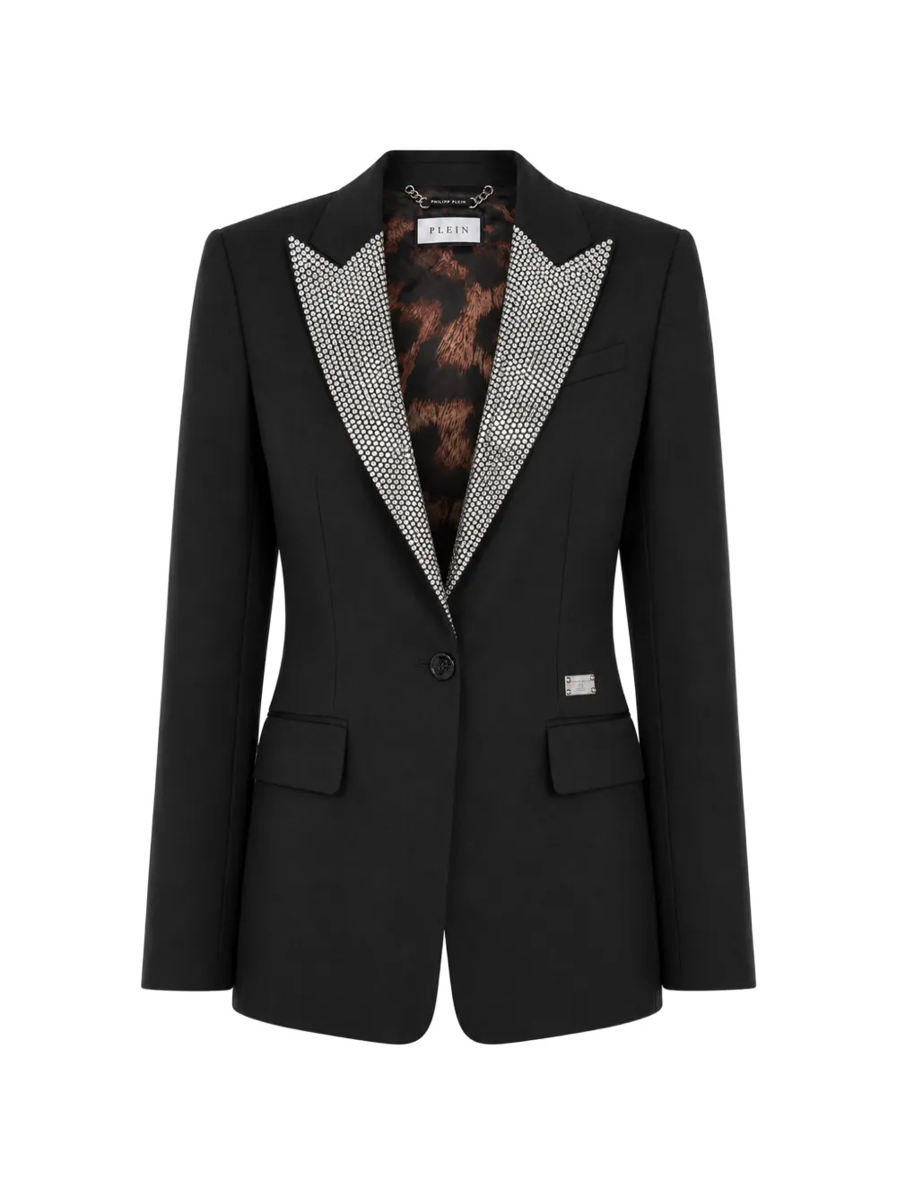 Philipp Plein single breasted fit blazer crystal strass - Black