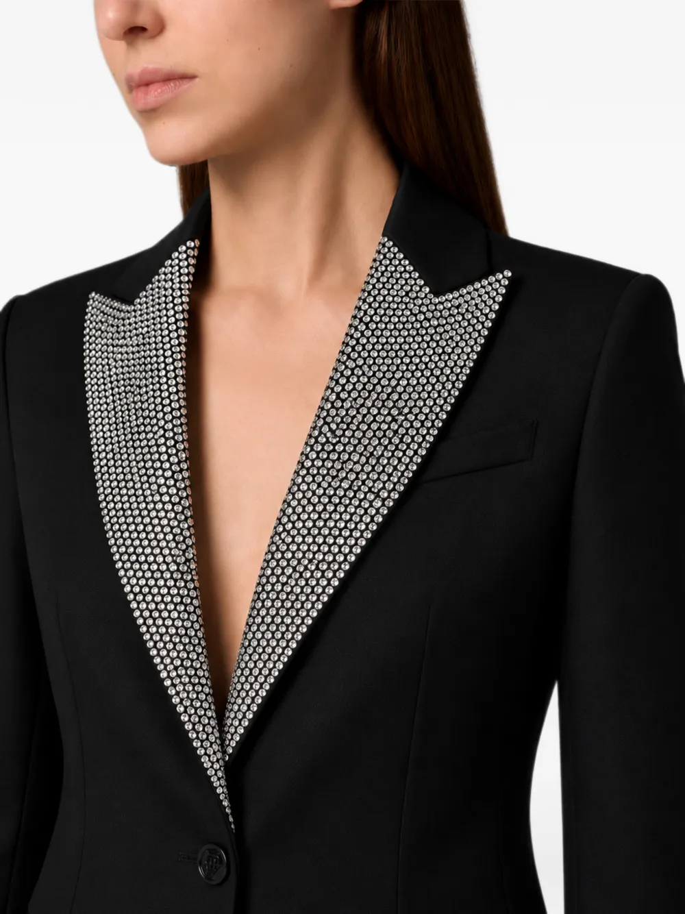 Philipp Plein single breasted fit blazer crystal strass Zwart