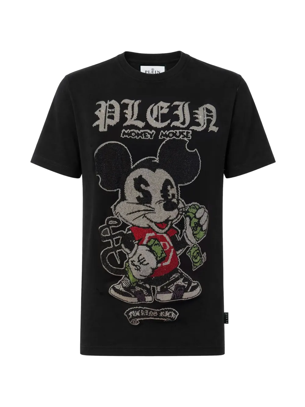 Philipp Plein Money Mouse T-shirt verfraaid met stras Zwart