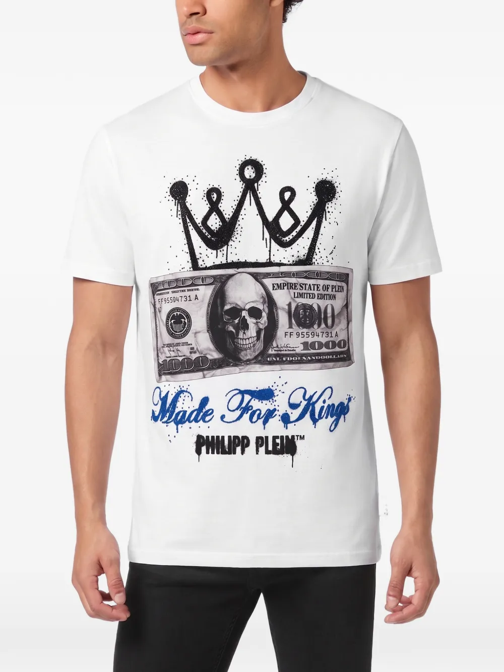 Philipp Plein Crown Dollar jersey T-shirt Wit