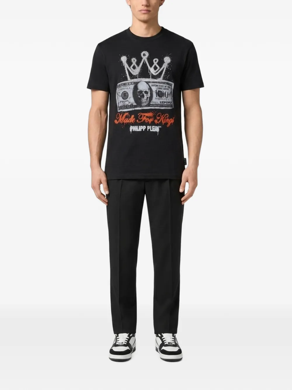Philipp Plein Jersey T-shirt Crown Dollar Zwart