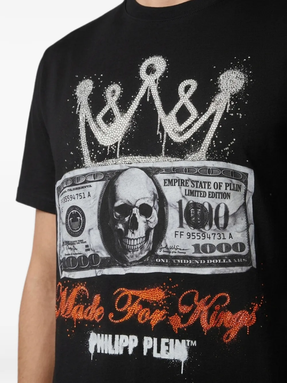 Philipp Plein Jersey T-shirt Crown Dollar Zwart