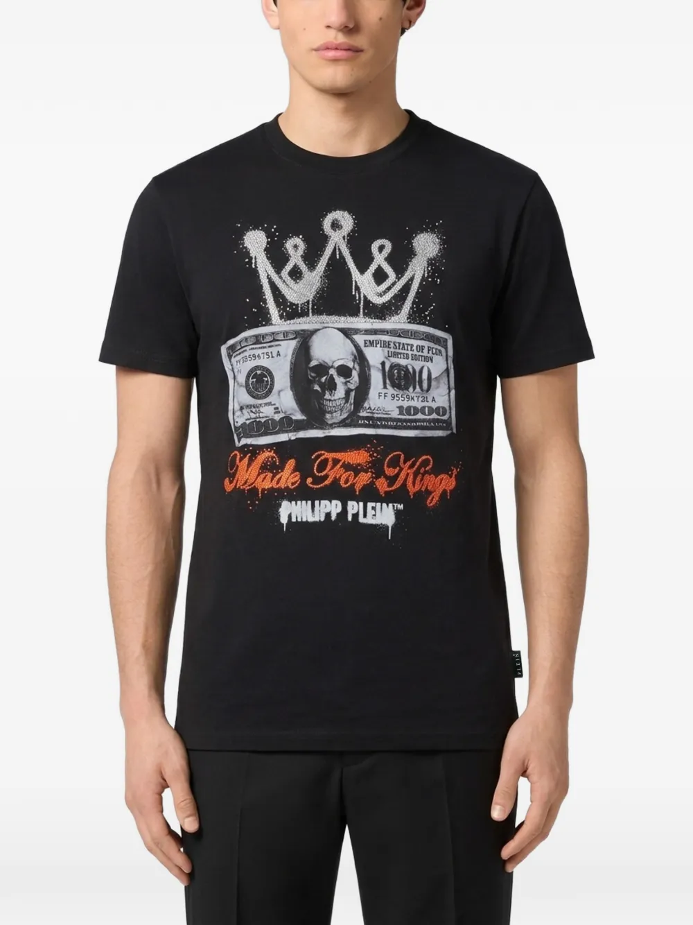 Philipp Plein Jersey T-shirt Crown Dollar Zwart