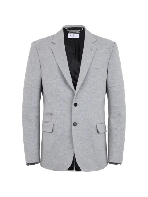 Philipp Plein logo-plaque fleece blazer