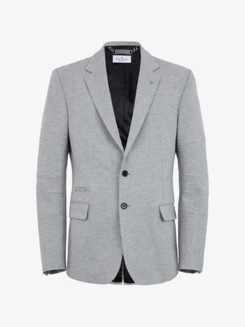 Philipp Plein logo-plaque fleece blazer