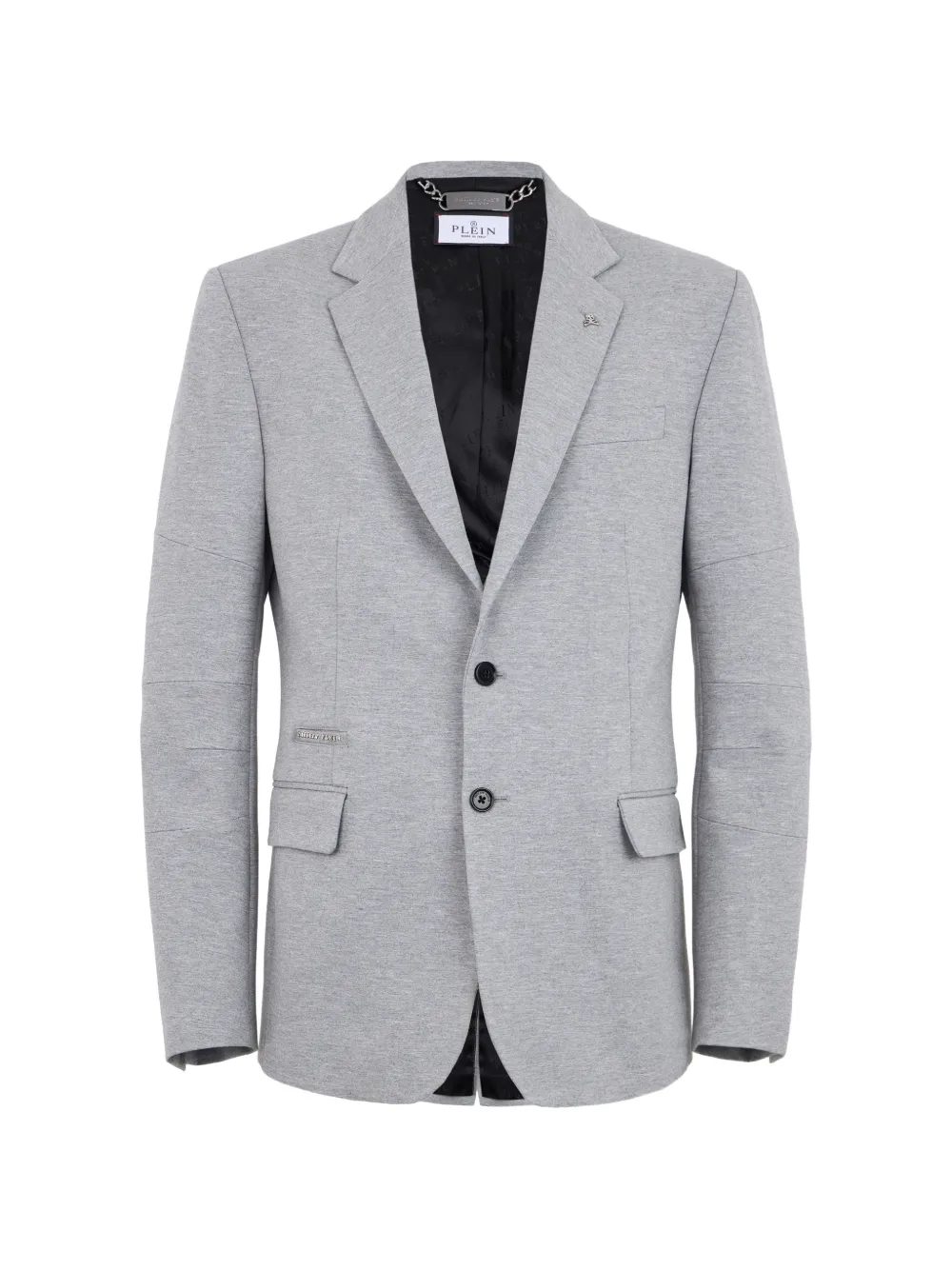 Philipp Plein logo-plaque fleece blazer - White