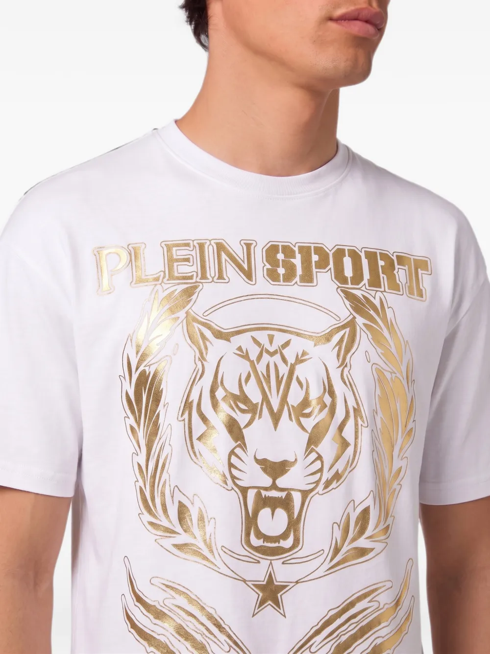Plein Sport T-shirt met tijgerprint Wit