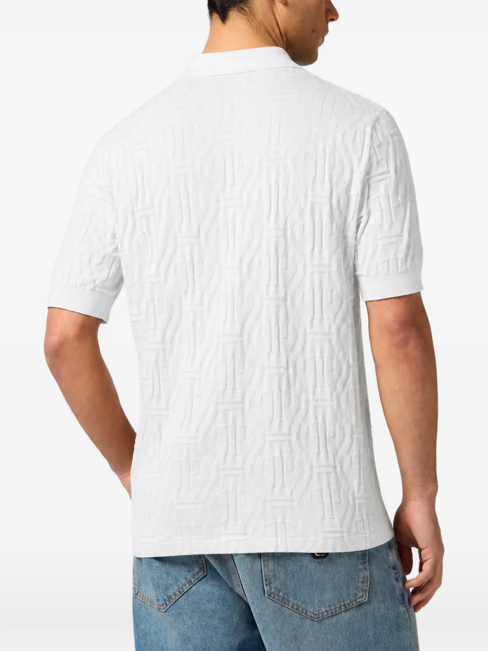 Philipp Plein Poloshirt met monogram-jacquard Wit