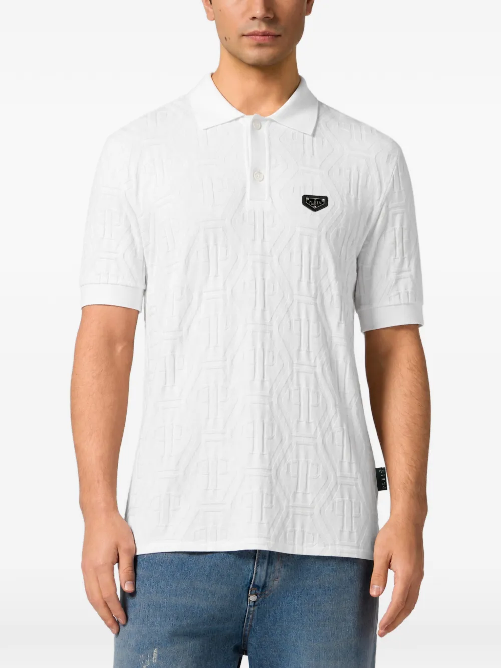 Philipp Plein Poloshirt met monogram-jacquard Wit
