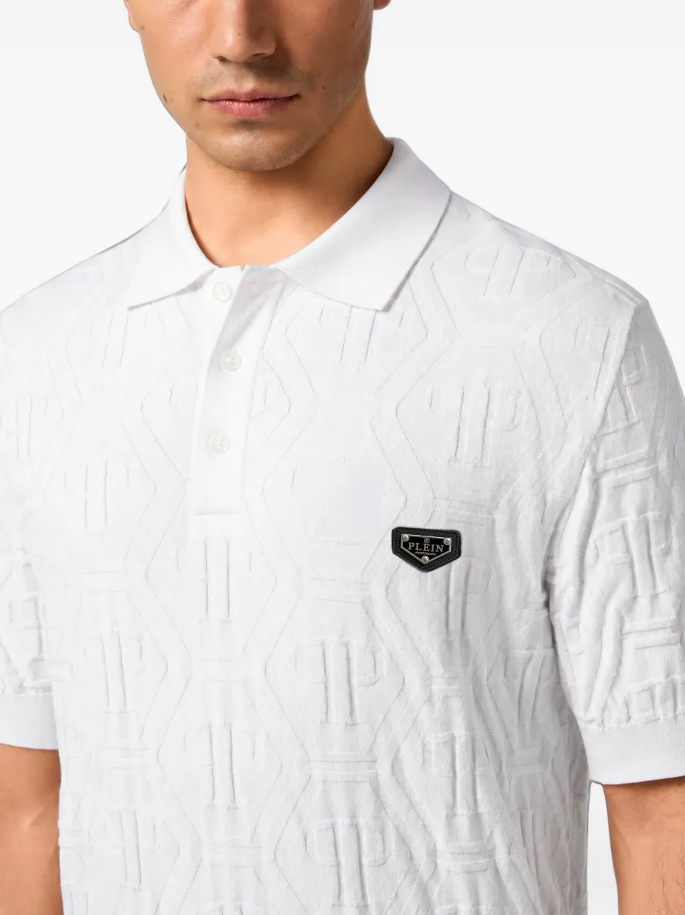 Philipp Plein Poloshirt met monogram-jacquard Wit