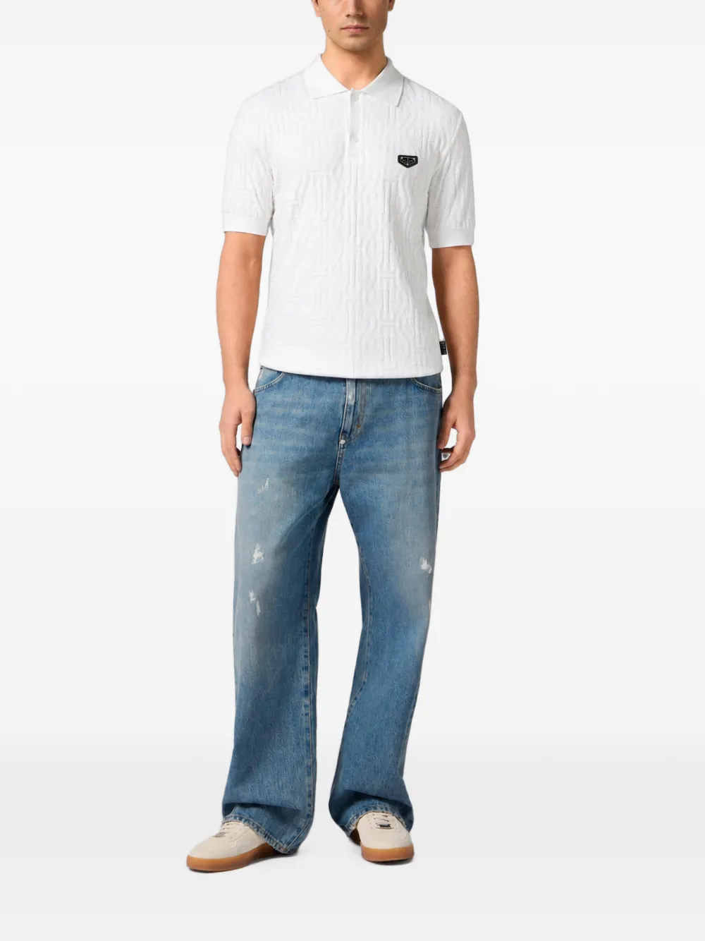 Philipp Plein Poloshirt met monogram-jacquard Wit