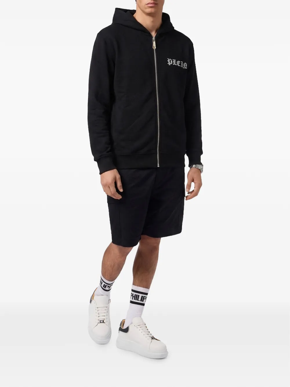 Philipp Plein Skull hoodie met rits Zwart
